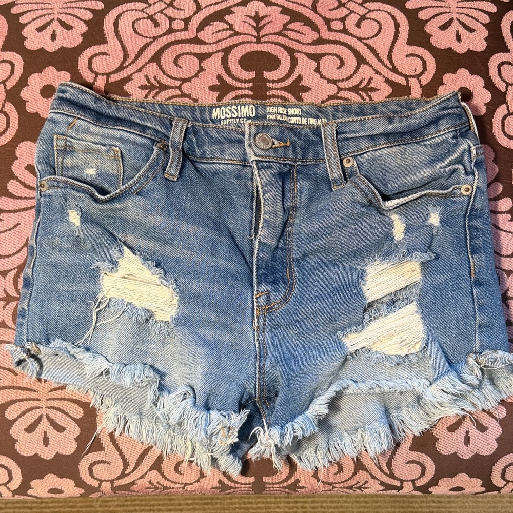 Mossimo Supply Co. Women's Ripped Jean Shorts - Light Blue